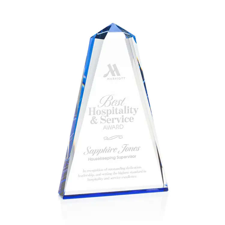 Trophée Cotswold en cristal optique bleu #3