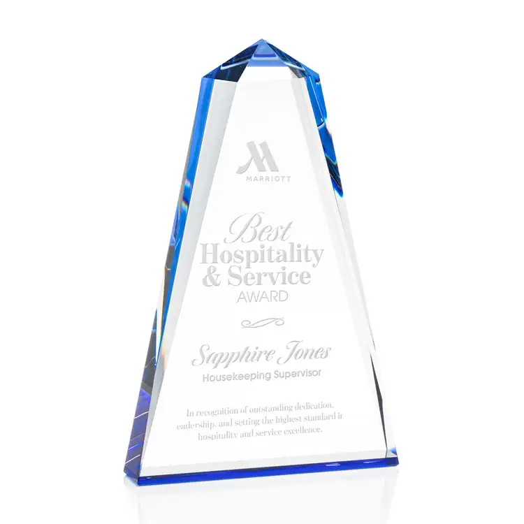 Trophée Cotswold en cristal optique bleu #4