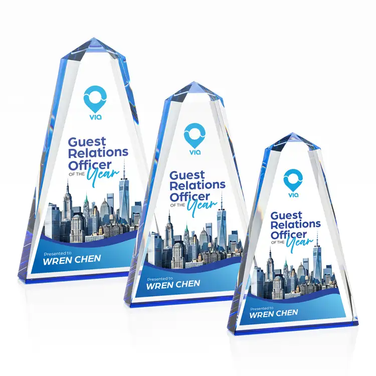 Cotswold Blue Optical Crystal Award Multicolor