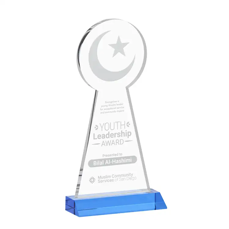 Crescent and Star Crystal Award - Deep Etch #10
