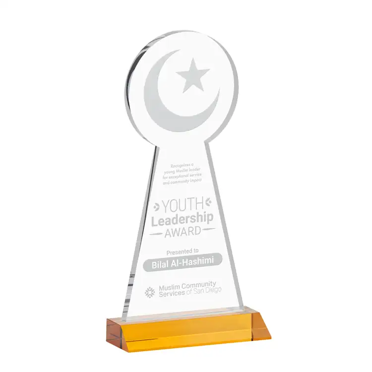 Crescent and Star Crystal Award - Deep Etch #3