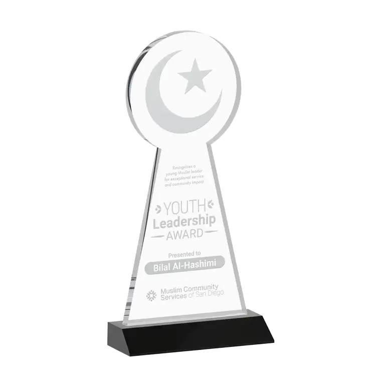 Crescent and Star Crystal Award - Deep Etch #5