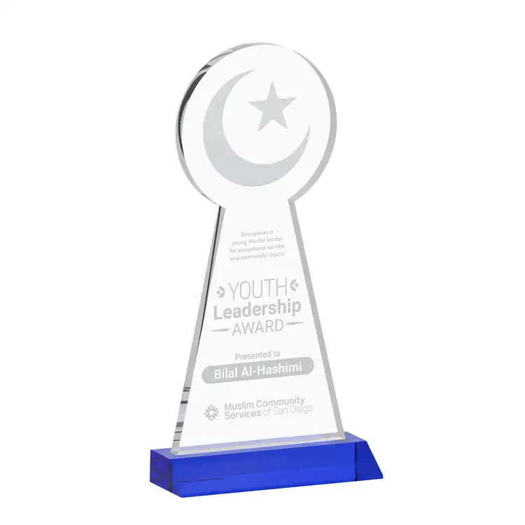 Crescent and Star Crystal Award - Deep Etch #6