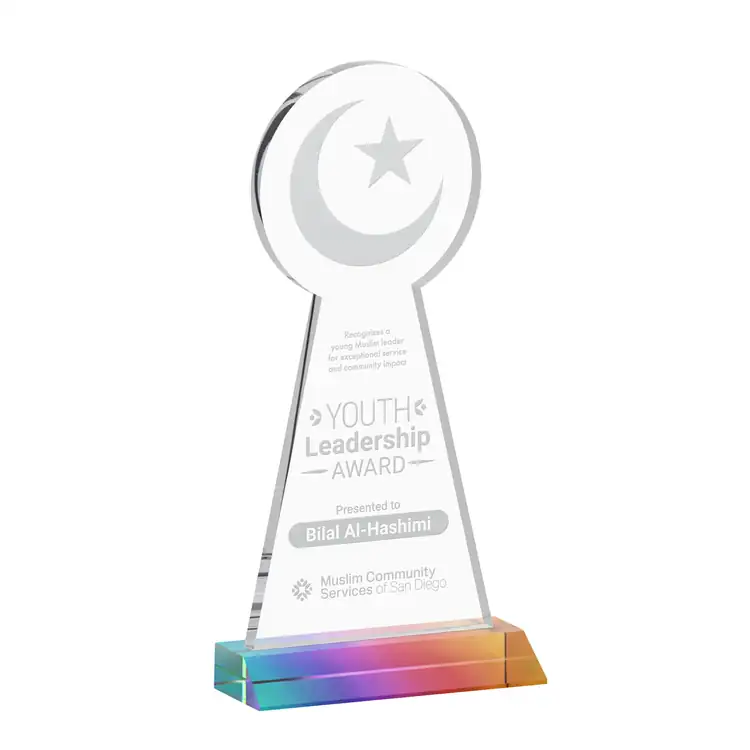 Crescent and Star Crystal Award - Deep Etch #7