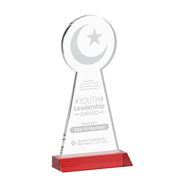 Crescent and Star Crystal Award - Deep Etch #8