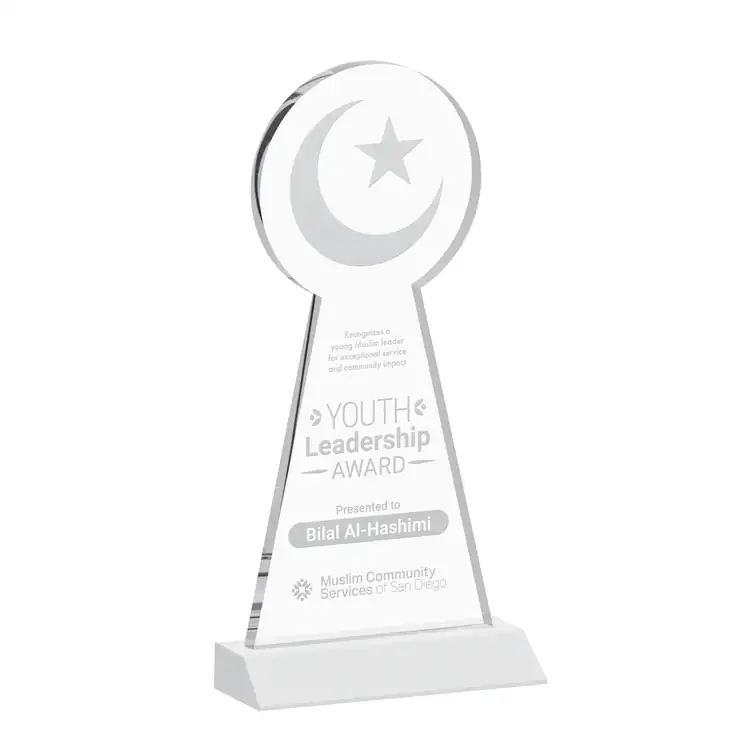 Crescent and Star Crystal Award - Deep Etch #9