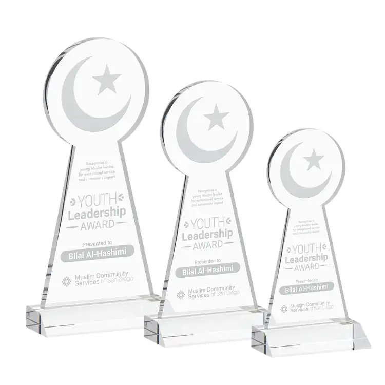 Crescent and Star Crystal Award - Deep Etch