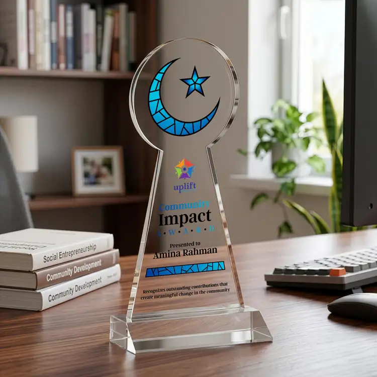 Crescent and Star Crystal Award - Multicolor #11