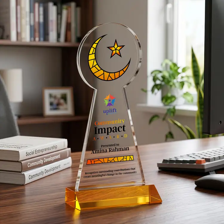 Crescent and Star Crystal Award - Multicolor #12