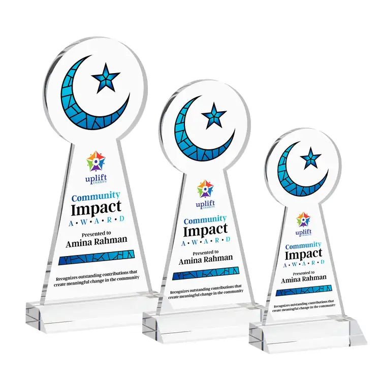 Crescent and Star Crystal Award - Multicolor