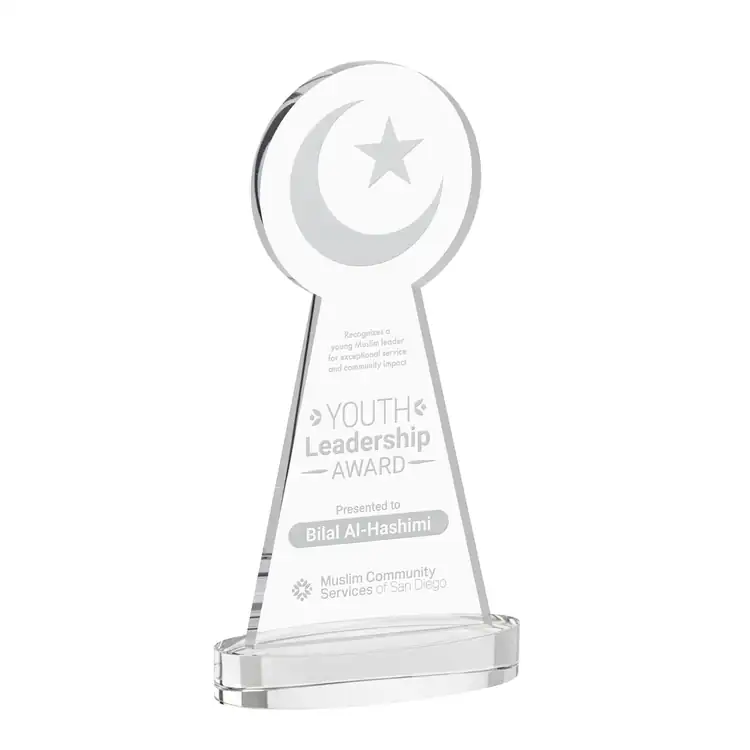 Trophée Croissant et étoile en cristal sur socle Alberton - Gravure #2