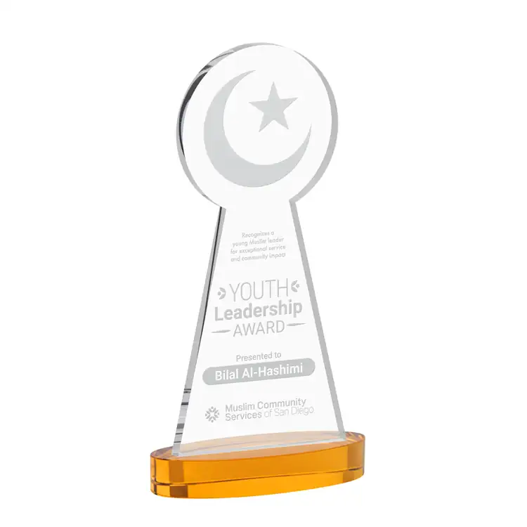 Trophée Croissant et étoile en cristal sur socle Alberton - Gravure #3