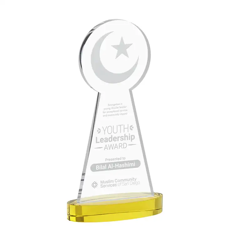 Trophée Croissant et étoile en cristal sur socle Alberton - Gravure #4