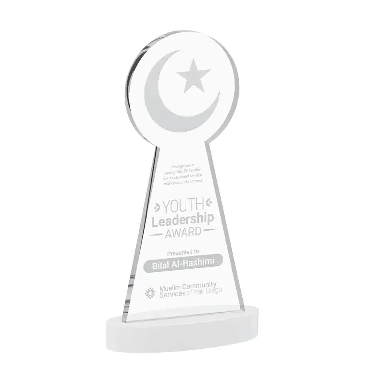 Trophée Croissant et étoile en cristal sur socle Alberton - Gravure #9