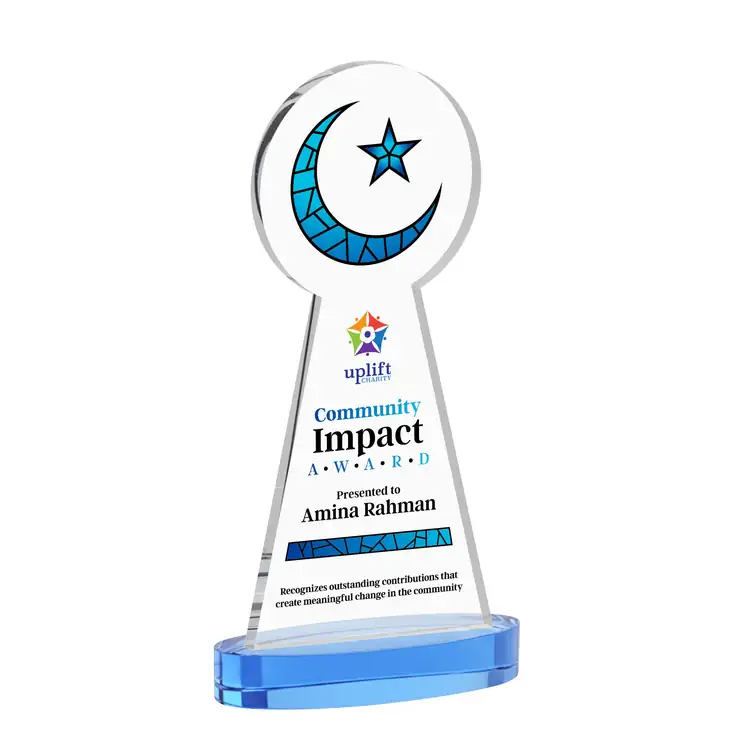Crescent and Star Crystal Award on Alberton Base - Multicolor #10