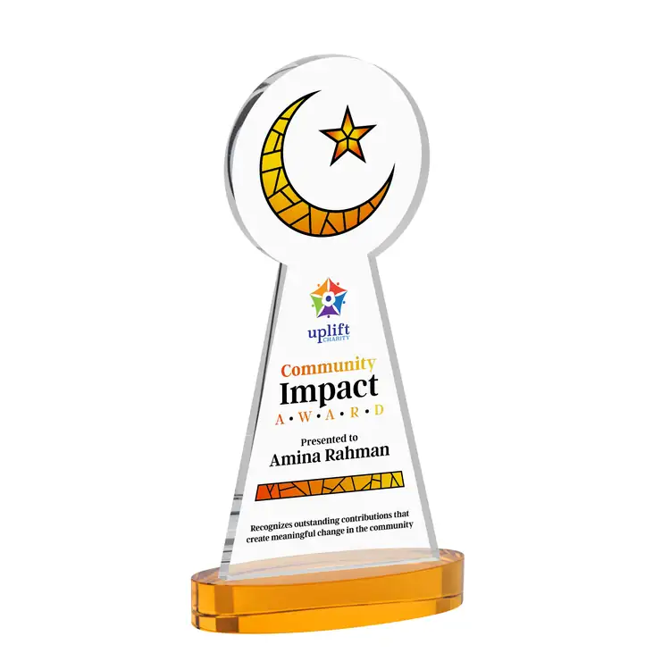 Crescent and Star Crystal Award on Alberton Base - Multicolor #3