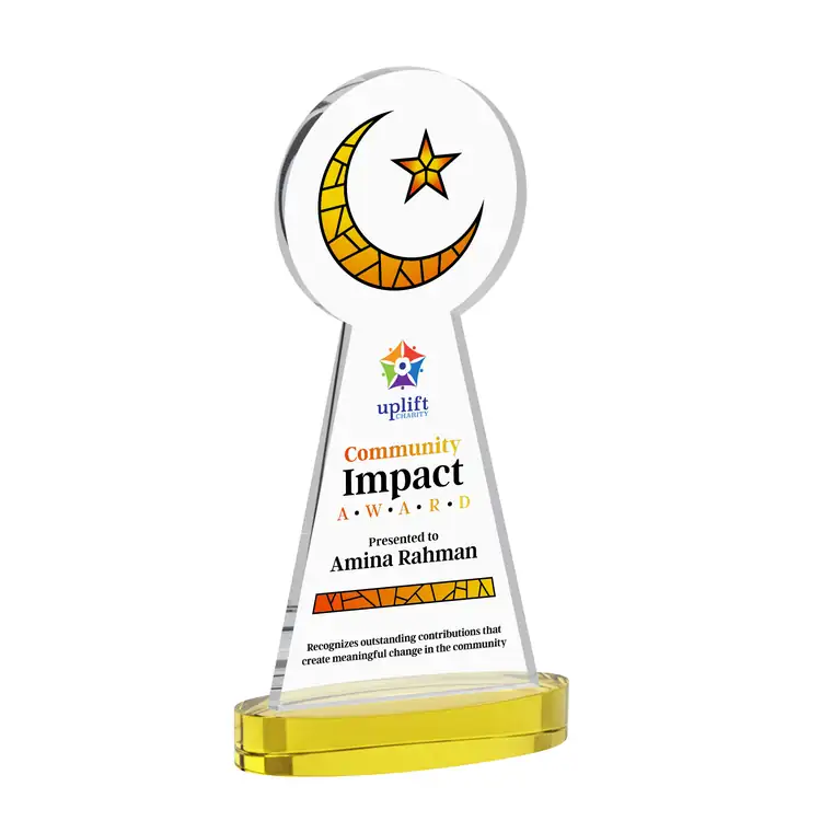 Crescent and Star Crystal Award on Alberton Base - Multicolor #4