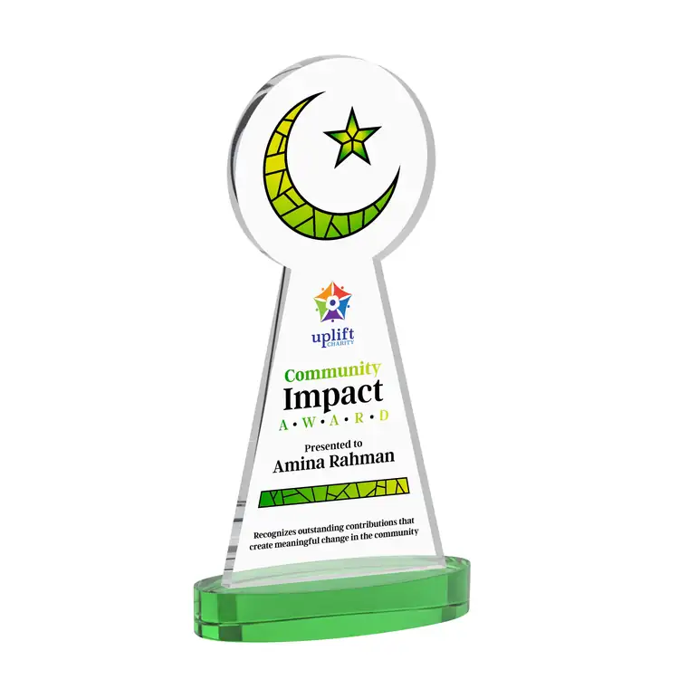 Crescent and Star Crystal Award on Alberton Base - Multicolor #5