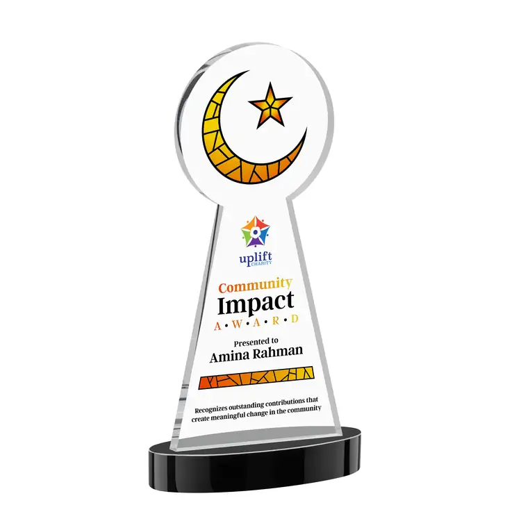 Crescent and Star Crystal Award on Alberton Base - Multicolor #6