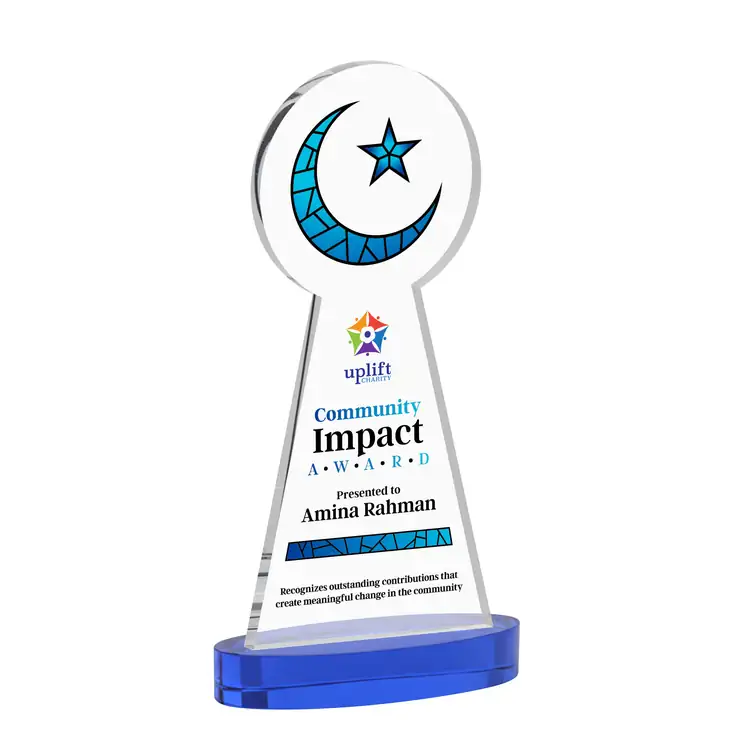 Crescent and Star Crystal Award on Alberton Base - Multicolor #7