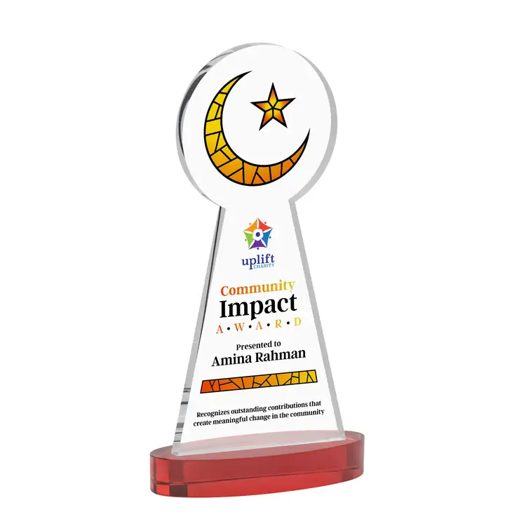 Crescent and Star Crystal Award on Alberton Base - Multicolor #8