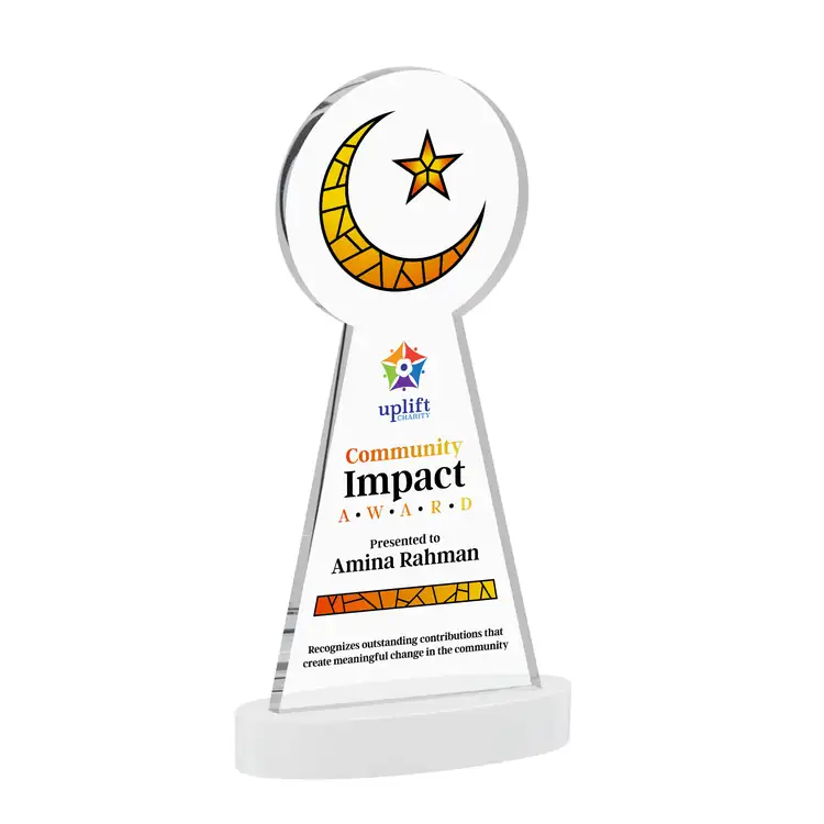 Crescent and Star Crystal Award on Alberton Base - Multicolor #9