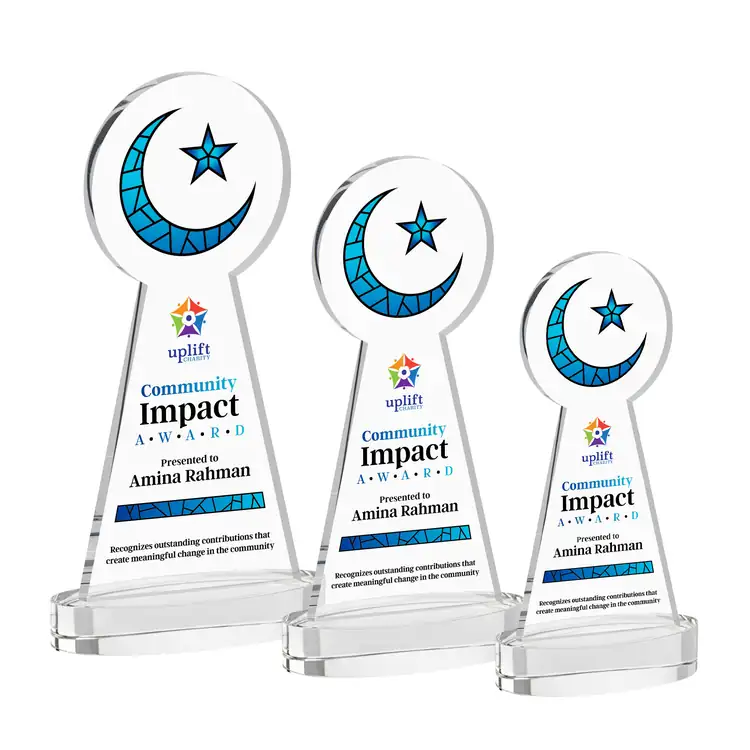 Crescent and Star Crystal Award on Alberton Base - Multicolor