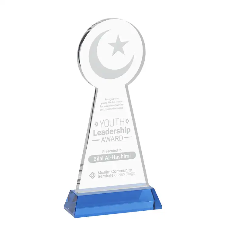 Crescent and Star Crystal Award on Hartford Base - Deep Etch #11