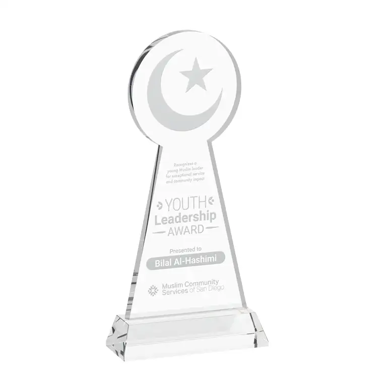 Crescent and Star Crystal Award on Hartford Base - Deep Etch #2