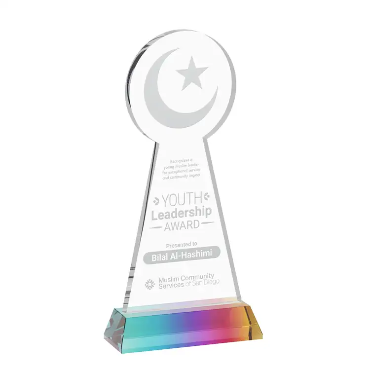 Crescent and Star Crystal Award on Hartford Base - Deep Etch #8