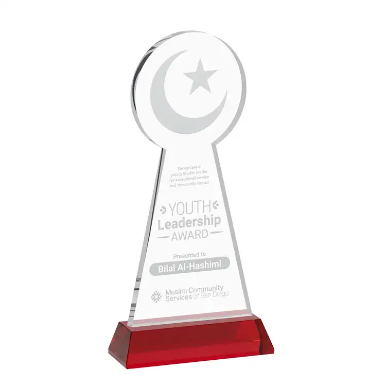 Crescent and Star Crystal Award on Hartford Base - Deep Etch #9