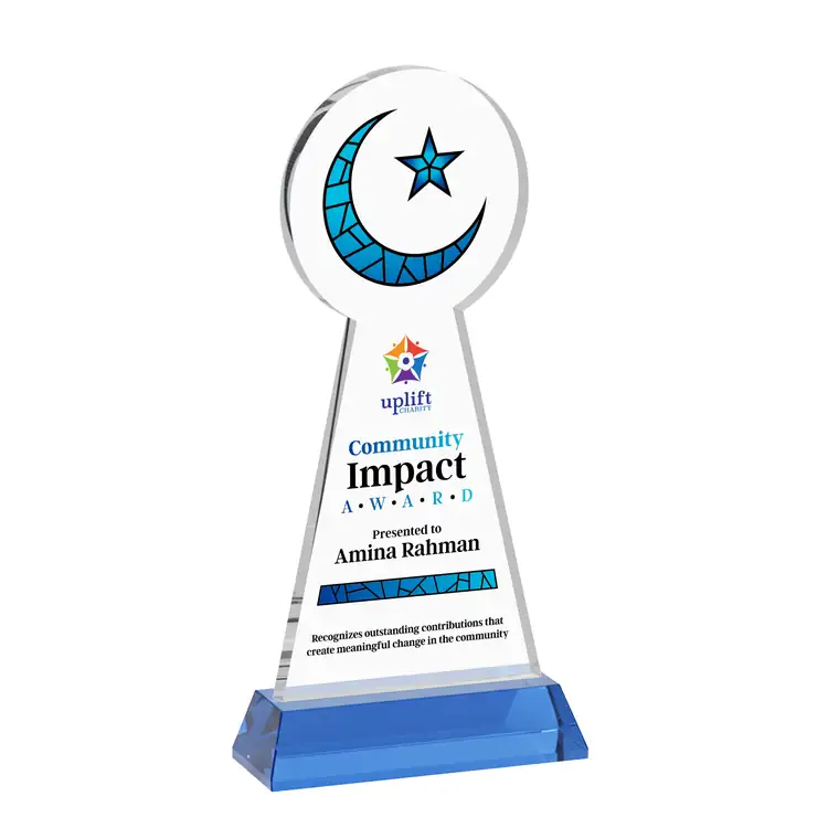 Crescent and Star Crystal Award on Hartford Base - Multicolor #11