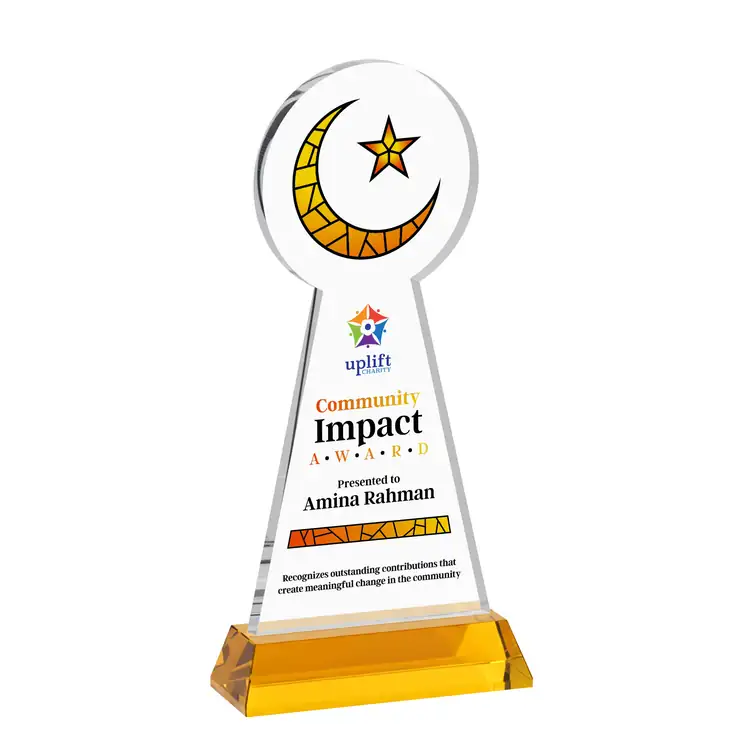 Crescent and Star Crystal Award on Hartford Base - Multicolor #3