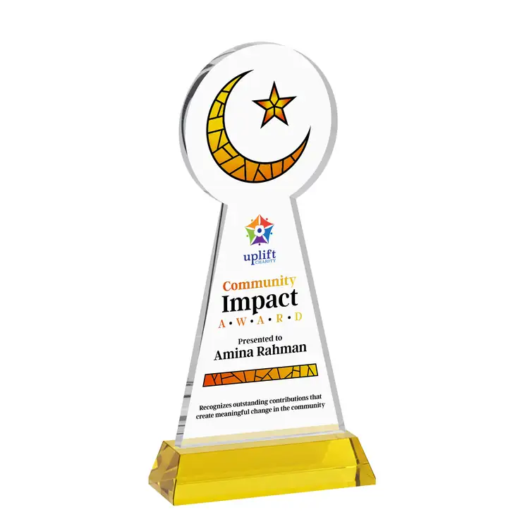 Crescent and Star Crystal Award on Hartford Base - Multicolor #4