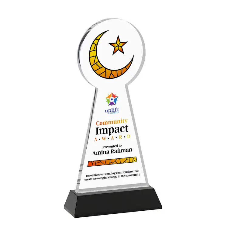 Crescent and Star Crystal Award on Hartford Base - Multicolor #6