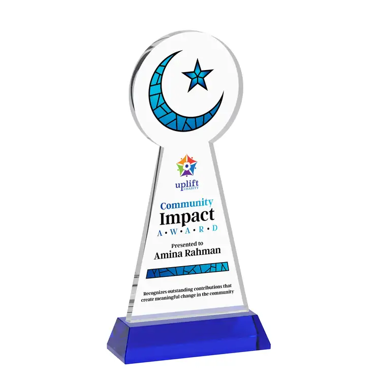 Crescent and Star Crystal Award on Hartford Base - Multicolor #7