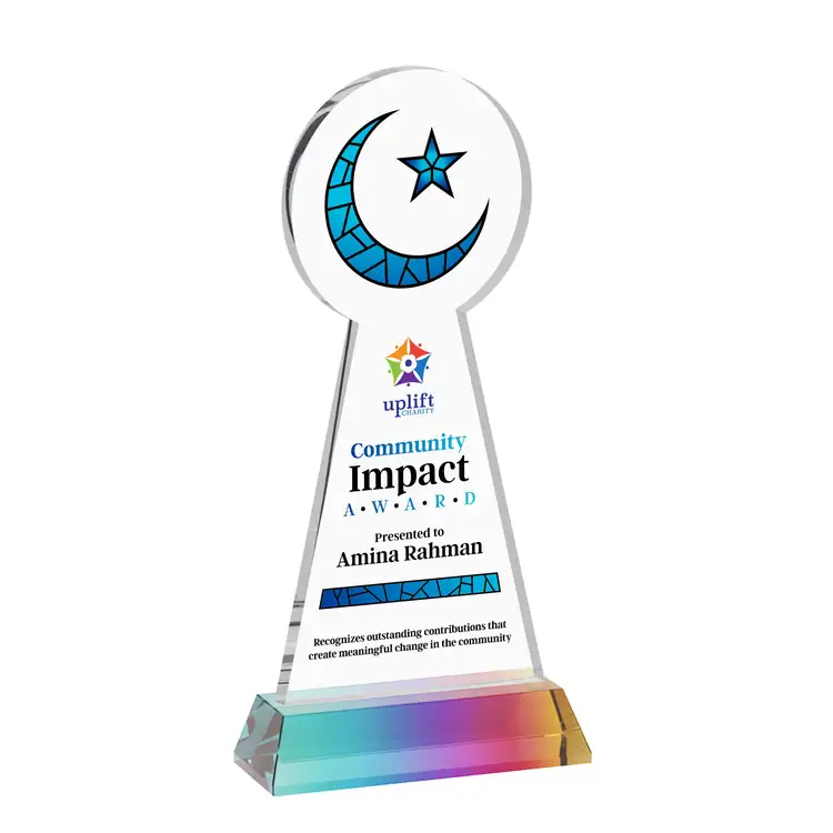 Crescent and Star Crystal Award on Hartford Base - Multicolor #8