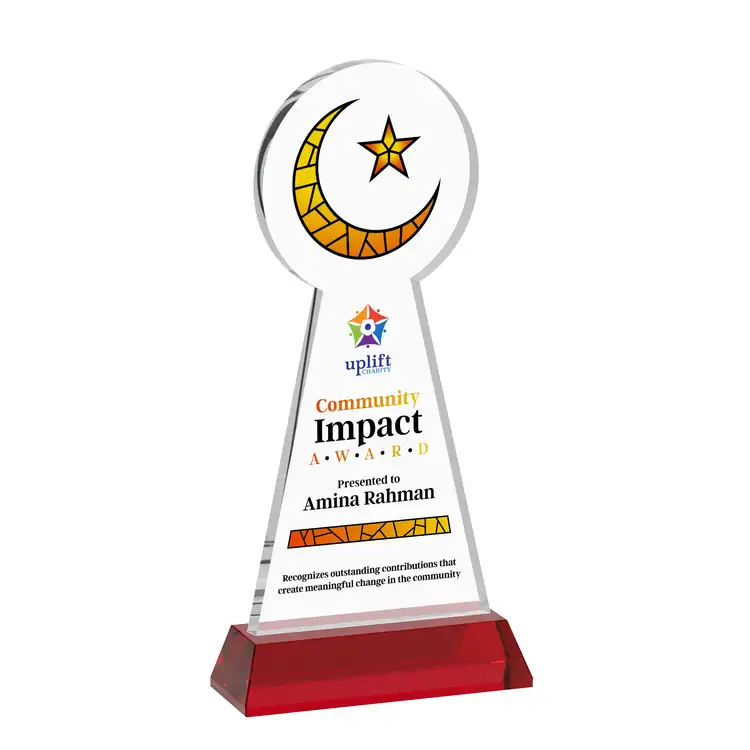 Crescent and Star Crystal Award on Hartford Base - Multicolor #9
