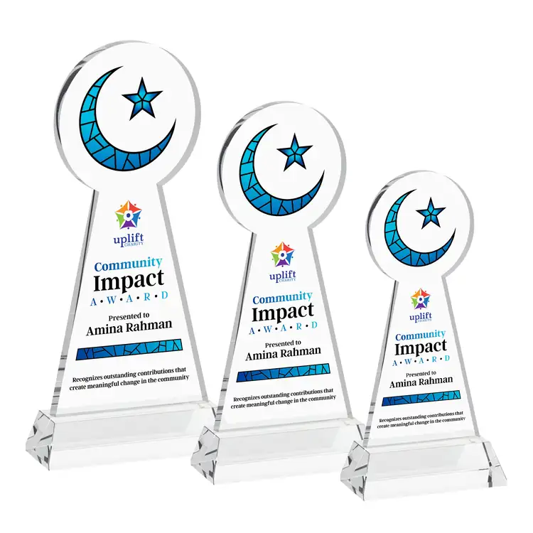 Crescent and Star Crystal Award on Hartford Base - Multicolor