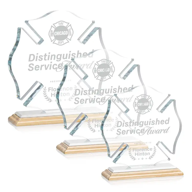 Maltese Cross Award on Bamboo Base - Deep Etch #2