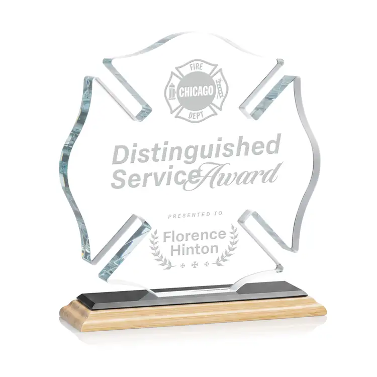 Maltese Cross Award on Bamboo Base - Deep Etch #3