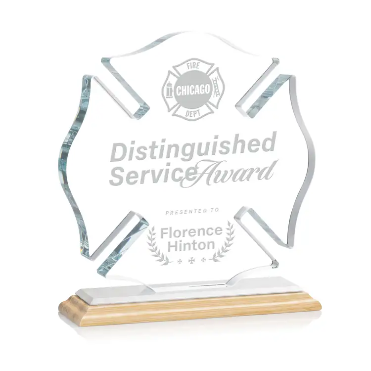 Maltese Cross Award on Bamboo Base - Deep Etch #4