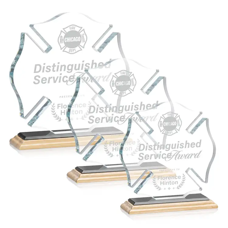 Maltese Cross Award on Bamboo Base - Deep Etch