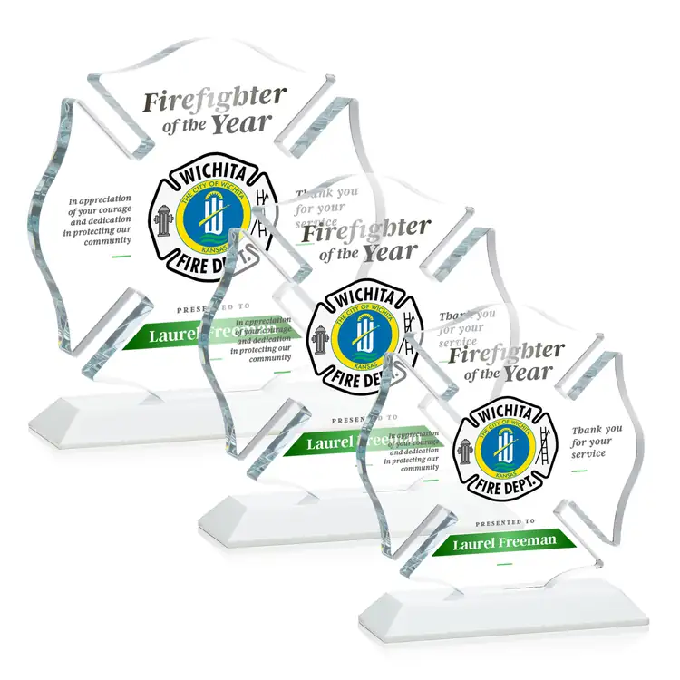 Maltese Cross Award on Crystal Base - Multicolor #10