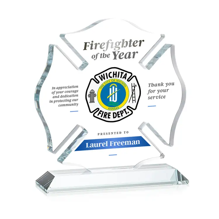 Maltese Cross Award on Crystal Base - Multicolor #11