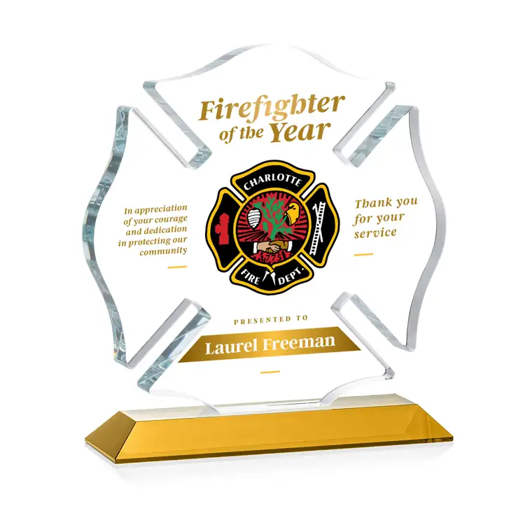 Maltese Cross Award on Crystal Base - Multicolor #12