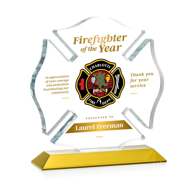 Maltese Cross Award on Crystal Base - Multicolor #13