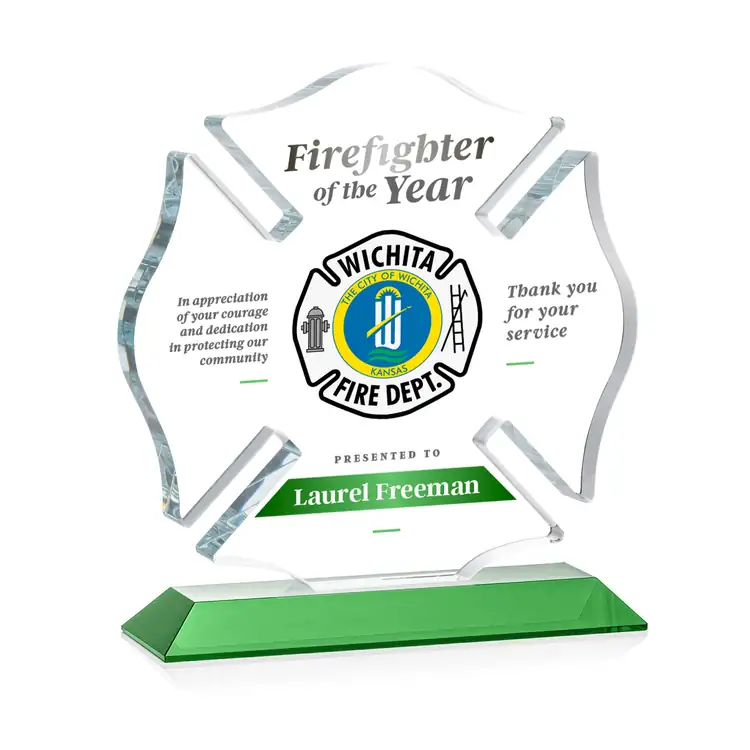 Maltese Cross Award on Crystal Base - Multicolor #14