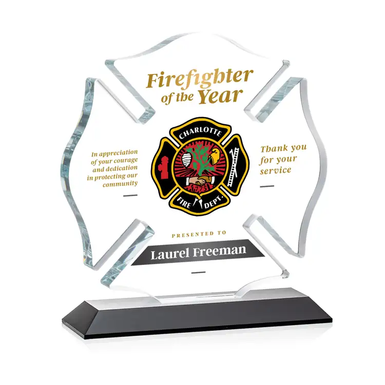 Maltese Cross Award on Crystal Base - Multicolor #15