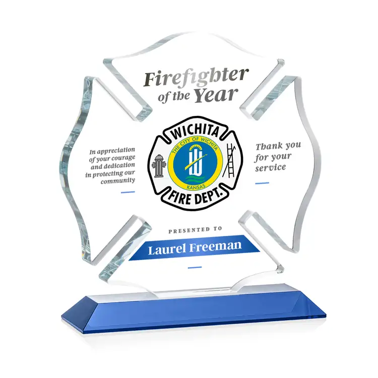 Maltese Cross Award on Crystal Base - Multicolor #16